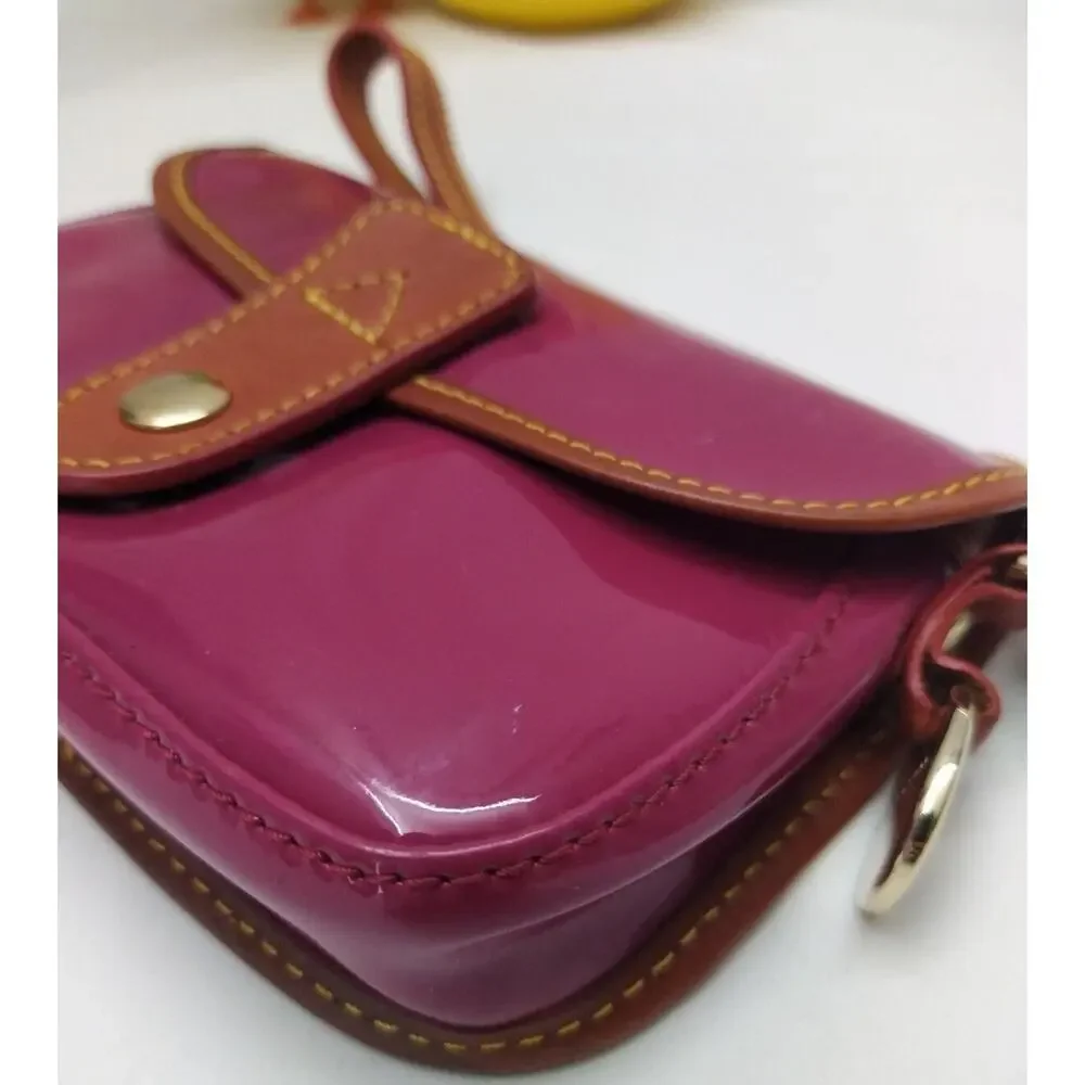 Dooney & Bourke Magenta Patent Leather Button Wristlet - Coin Wallet